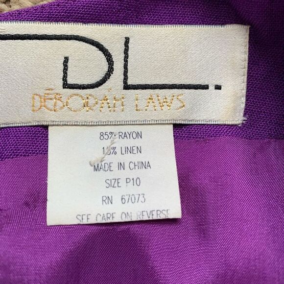 Vintage 90s Maxi Sundress Purple Mexican Fiesta Embroidered Linen Blend Size 10P - Picture 10 of 11